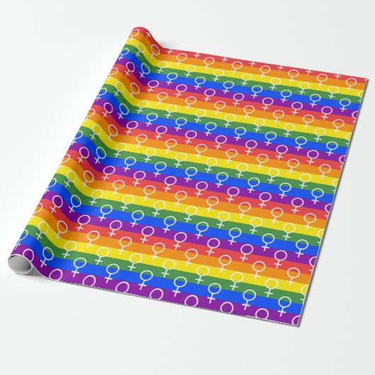 Vrouw Symbool regenboogpatroon Cadeaupapier (Uitgerold)