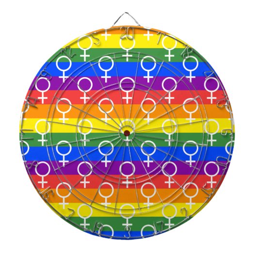 Vrouw Symbool regenboogpatroon Dartbord (Voorkant)