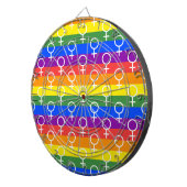 Vrouw Symbool regenboogpatroon Dartbord (Voorkant Rechts)