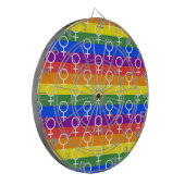 Vrouw Symbool regenboogpatroon Dartbord (Voorkant Links)