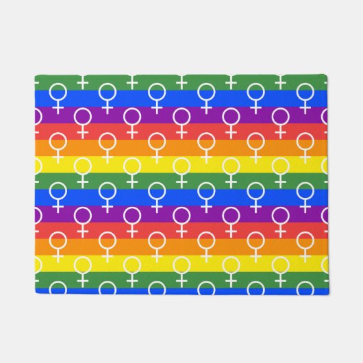 Vrouw Symbool regenboogpatroon Deurmat (Voorkant)