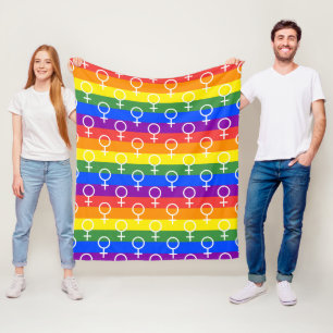 Vrouw Symbool regenboogpatroon Fleece Deken