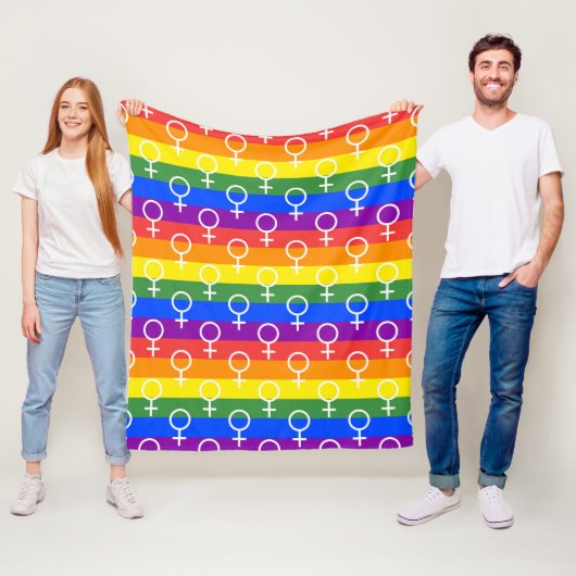 Vrouw Symbool regenboogpatroon Fleece Deken (In situ)