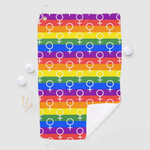 Vrouw Symbool regenboogpatroon Golfhanddoek