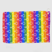Vrouw Symbool regenboogpatroon Golfhanddoek (Horizontaal)