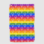 Vrouw Symbool regenboogpatroon Golfhanddoek (Voorkant)