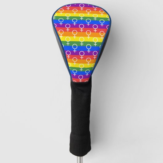 Vrouw Symbool regenboogpatroon Golfheadcover (Voorkant)
