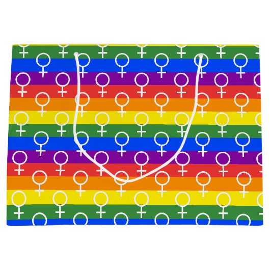 Vrouw Symbool regenboogpatroon Groot Cadeauzakje (Voorkant)