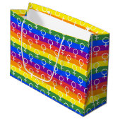 Vrouw Symbool regenboogpatroon Groot Cadeauzakje (Voorkant Gekanteld)