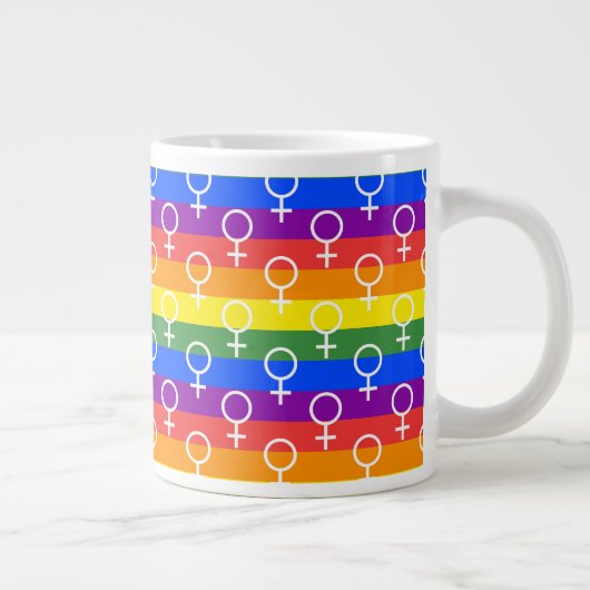 Vrouw Symbool regenboogpatroon Grote Koffiekop (Rechts)