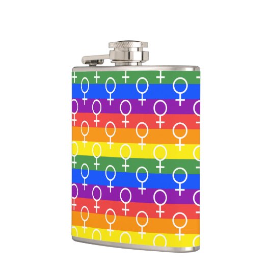 Vrouw Symbool regenboogpatroon Heupfles (Links)
