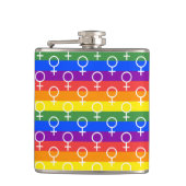 Vrouw Symbool regenboogpatroon Heupfles (Voorkant)