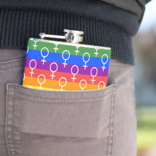 Vrouw Symbool regenboogpatroon Heupfles
