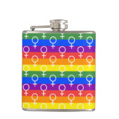Vrouw Symbool regenboogpatroon Heupfles (Voorkant)