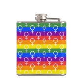Vrouw Symbool regenboogpatroon Heupfles (Achterkant)