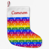 Vrouw Symbool regenboogpatroon Kleine Kerstsok (Voorkant)