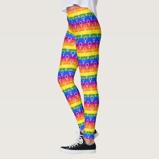 Vrouw Symbool regenboogpatroon Leggings (Links)