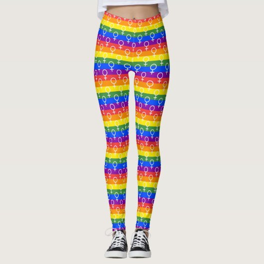 Vrouw Symbool regenboogpatroon Leggings (Voorkant)