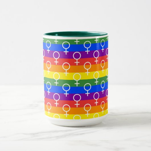Vrouw Symbool regenboogpatroon Mok (Midden)