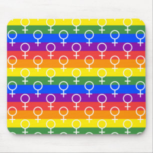 Vrouw Symbool regenboogpatroon Muismat