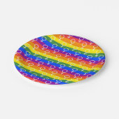 Vrouw Symbool regenboogpatroon Papieren Bordje (Gekanteld)