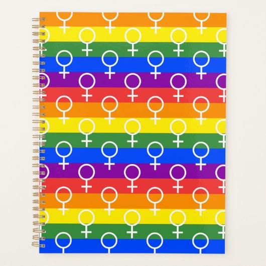 Vrouw Symbool regenboogpatroon Planner (Voorkant)