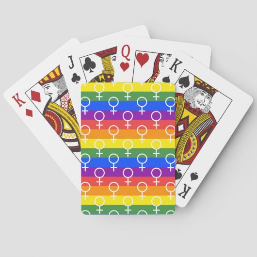 Vrouw Symbool regenboogpatroon Pokerkaarten (Achterkant)
