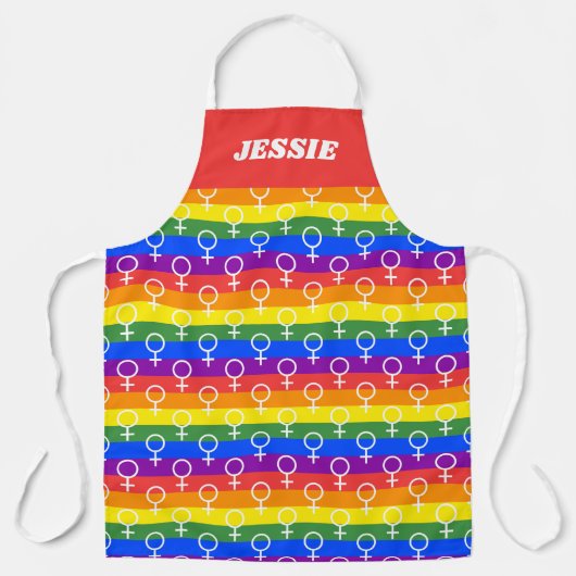 Vrouw Symbool regenboogpatroon Schort (Voorkant)