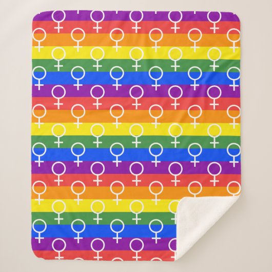 Vrouw Symbool regenboogpatroon Sherpa Deken (Voorkant)