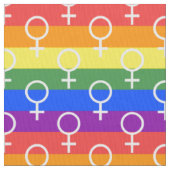 Vrouw Symbool regenboogpatroon Stof (Close Up)