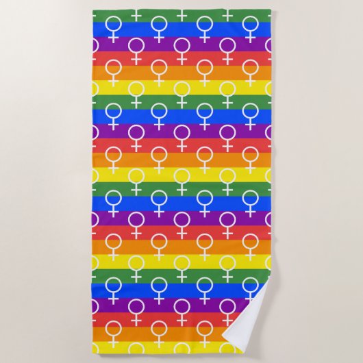 Vrouw Symbool regenboogpatroon Strandlaken (Voorkant)