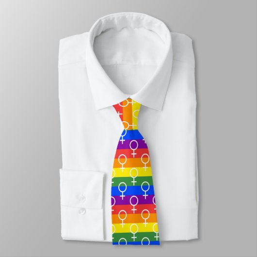 Vrouw Symbool regenboogpatroon Stropdas (Gebonden)