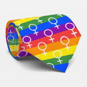 Vrouw Symbool regenboogpatroon Stropdas (Opgerold)