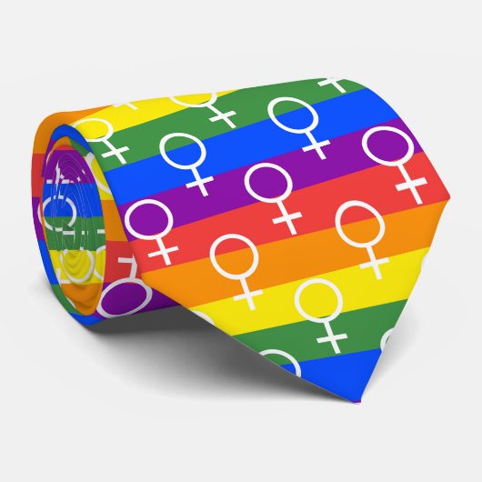 Vrouw Symbool regenboogpatroon Stropdas (Opgerold)