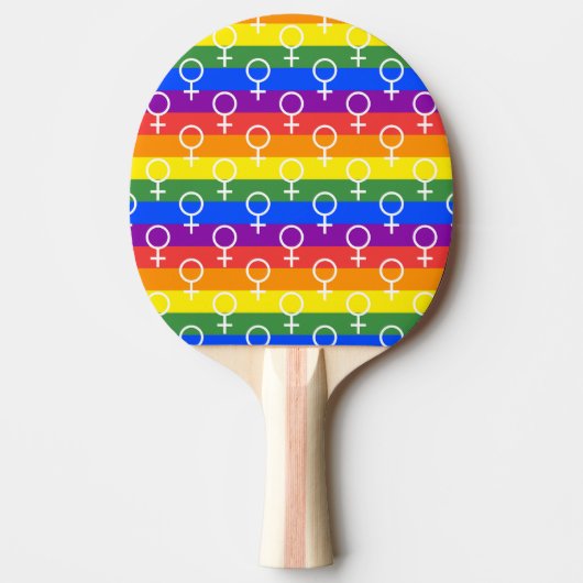 Vrouw Symbool regenboogpatroon Tafeltennisbatje (Voorkant)