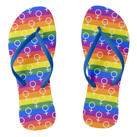 Vrouw Symbool regenboogpatroon Teenslippers (Voetbed)