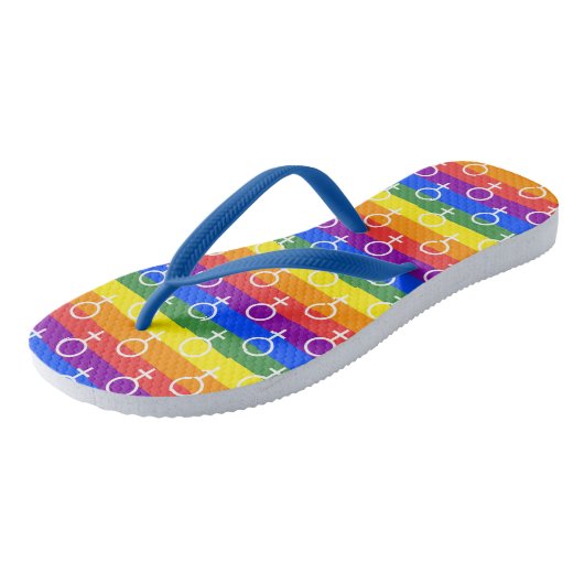 Vrouw Symbool regenboogpatroon Teenslippers (Schuin)