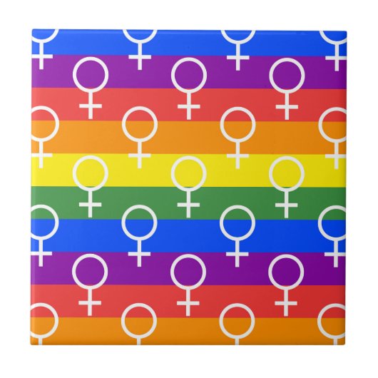 Vrouw Symbool regenboogpatroon Tegeltje (Voorkant)