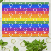 Vrouw Symbool regenboogpatroon Theedoek (Gevouwen)