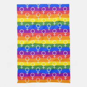 Vrouw Symbool regenboogpatroon Theedoek