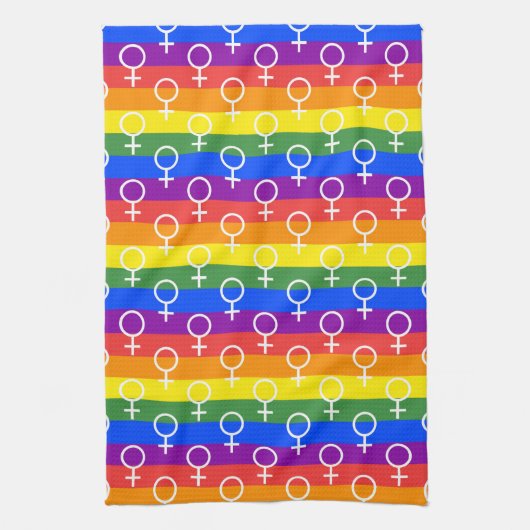 Vrouw Symbool regenboogpatroon Theedoek (Verticaal)