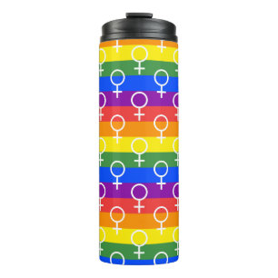 Vrouw Symbool regenboogpatroon Thermosbeker