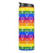 Vrouw Symbool regenboogpatroon Thermosbeker (Geroteerd rechts)