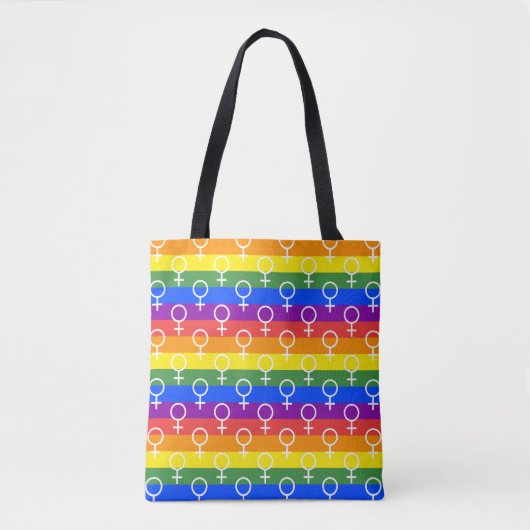 Vrouw Symbool regenboogpatroon Tote Bag (Voorkant)