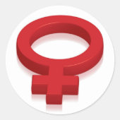 VROUW SYMBOOL RONDE STICKER (Voorkant)