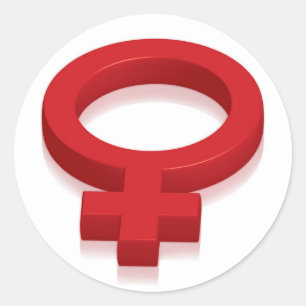 VROUW SYMBOOL RONDE STICKER