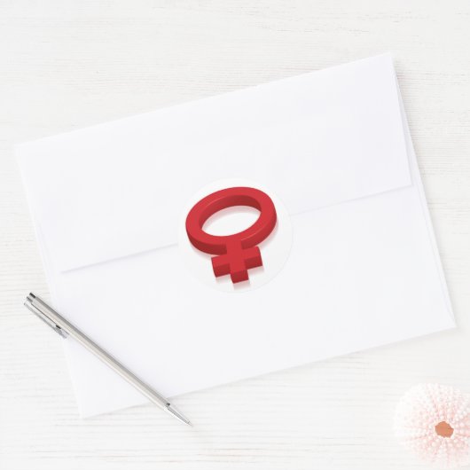 VROUW SYMBOOL RONDE STICKER (Envelop)