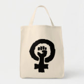 Vrouw symbool solidariteit hand in hand met grote tote bag (Voorkant)