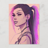 Vrouw synthwave-punk Briefkaart (Voorkant)