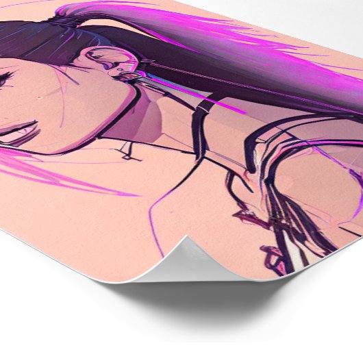 Vrouw synthwave-punk poster (Hoek)